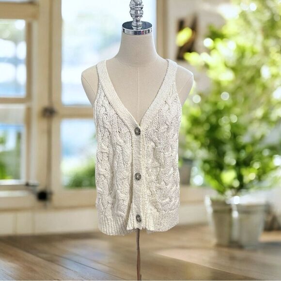 ANTHROPOLOGIE PILCRO Button Down Cable-Knit Sweater Tank Size XL - Picture 5 of 15